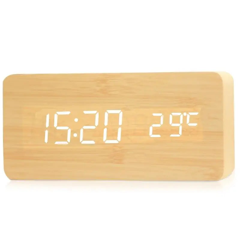 Digital Wooden Wecker with LED display – WoodSync 