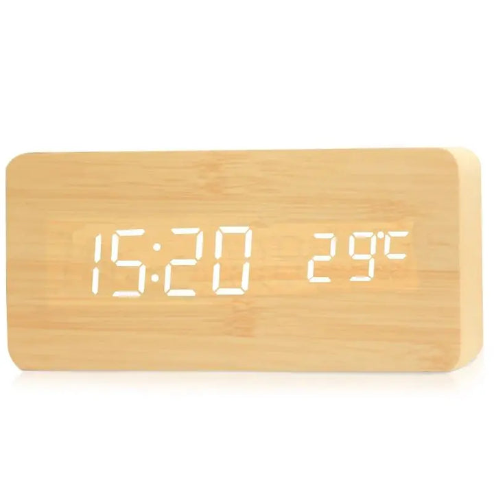 Digital Wooden Wecker with LED display – WoodSync 