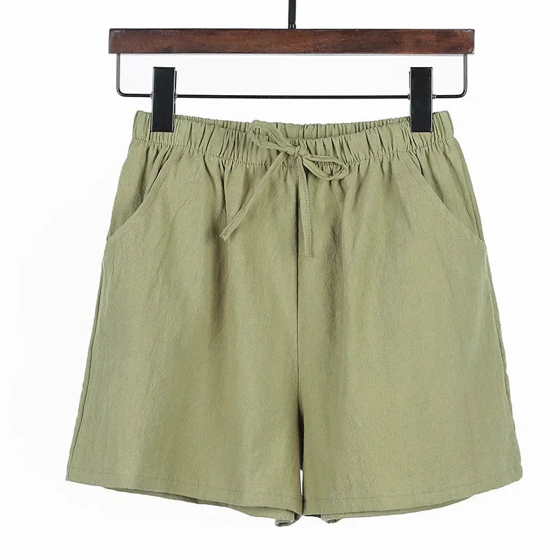 Luftige Damen-Leinen-Shorts mit Hoher Taille und Sportlicher Passform – Fenja