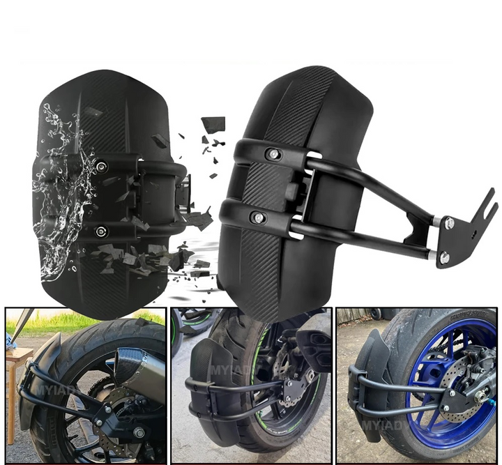 Universeller Motorrad-Hinterradkotflügel mit Schmutzschutz und Stahlbügel – TrailGuard