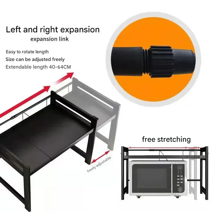 Carbon Steel Extendable Double-Tier Kitchen Rack – Milo