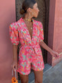Trendiger Festival-Print Playsuit mit Gürtel – Leona