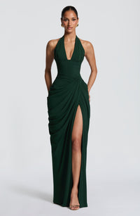 Linde Halter Maxi Dress with Corset Bodice and Chiffon Skirt 24