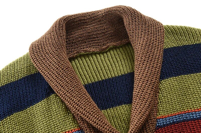 Knitted Men's Cardigan with Color Block and Geometric Pattern – Leandro