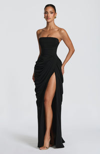 Lois Strapless Corset Maxi Dress with High Slit 32