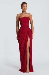 Lois Strapless Corset Maxi Dress with High Slit 30
