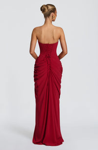 Lois Strapless Corset Maxi Dress with High Slit 28