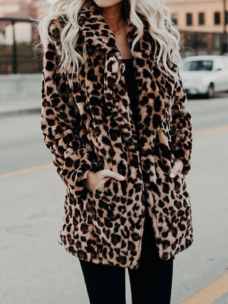 Damen Wintermantel mit Leopardenmuster - Sofia