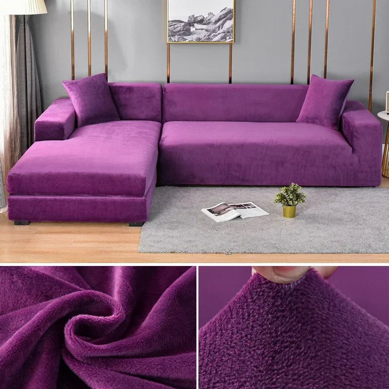 Stretch Fluwelen Bankhoes met Luxe Afwerking – Sofina