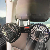 Tragbarer USB-Doppelkopf-Autoventilator 360° Drehbar mit 3 Geschwindigkeiten – CoolBreeze