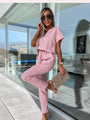 Jumpsuit mit Kurzen Ärmeln und Gürtel - Eliana