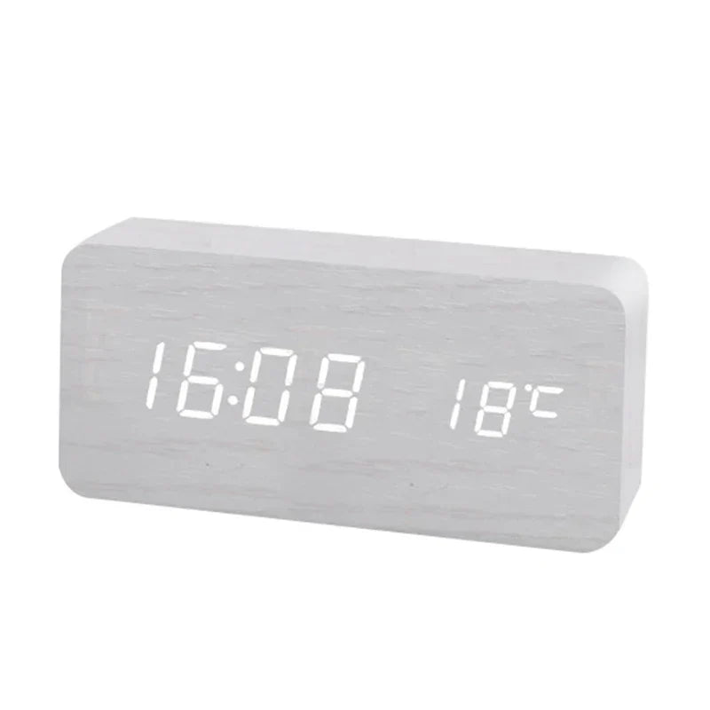 Digital Wooden Wecker with LED display – WoodSync 