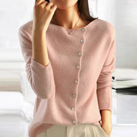 Fashionable Sweater with Stylish Button Closure - Elisa