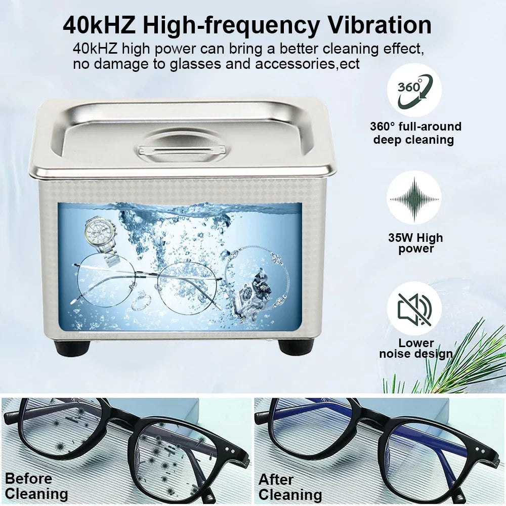 Ultrasonic Glasses Cleaners 40kHz Stainless Steel Jewelry Cleaning Machine – ClearWave 