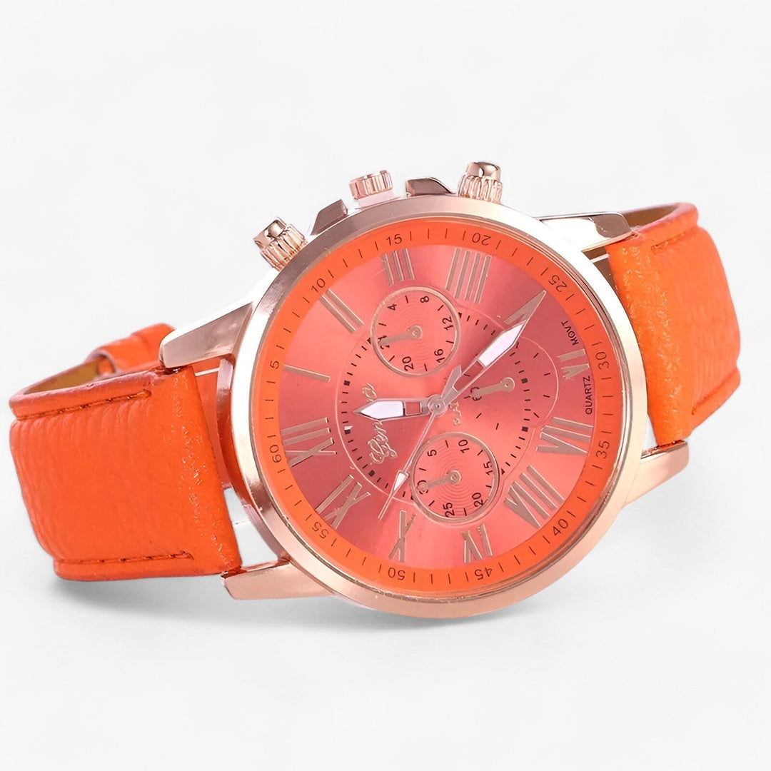 Luxuriöse wasserdichte Damenarmbanduhr mit Lederband – Camille