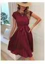 Plissee-A-Linien-Sommerkleid mit kurzen Ärmeln - Melina