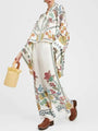 Zweiteiliges Damen-Leinen-Streetwear-Set mit Ethno-Print – Samira