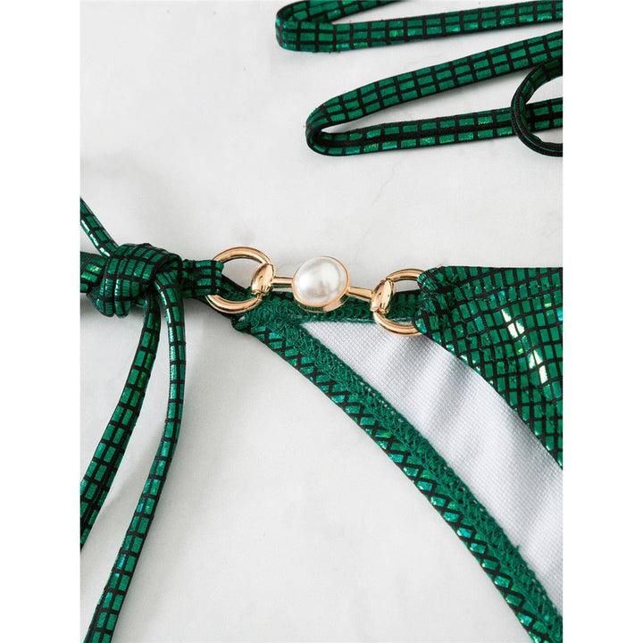 Greeny Glitter Bikini | Mit sexy Trägern