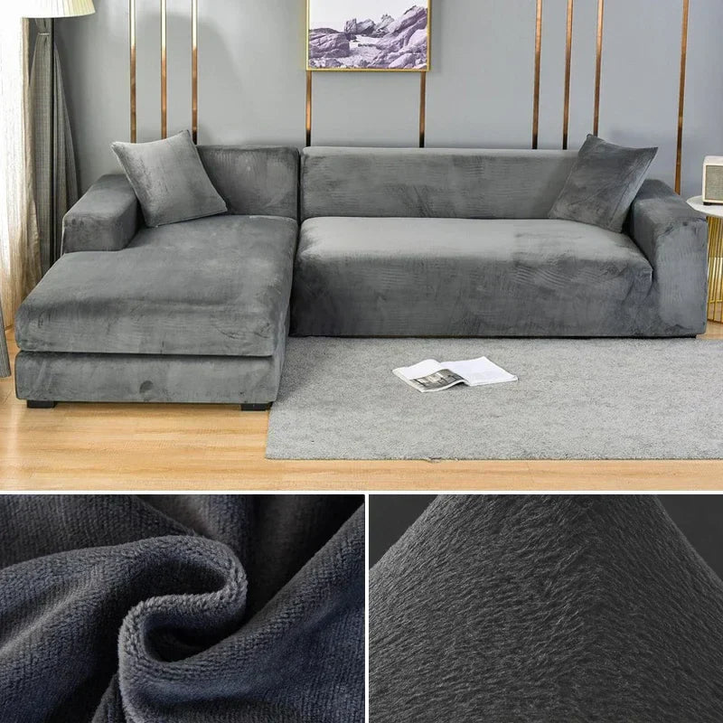 Stretch Fluwelen Bankhoes met Luxe Afwerking – Sofina