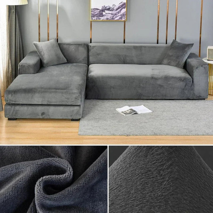 Stretch Fluwelen Bankhoes met Luxe Afwerking – Sofina