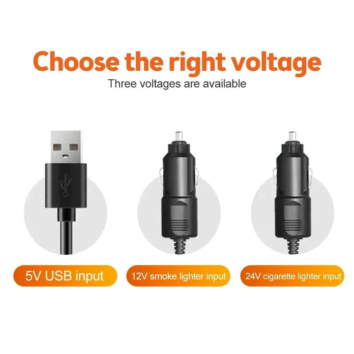 360° Verstellbarer 3-Kopf-Autoventilator USB/12V/24V – AirFlow