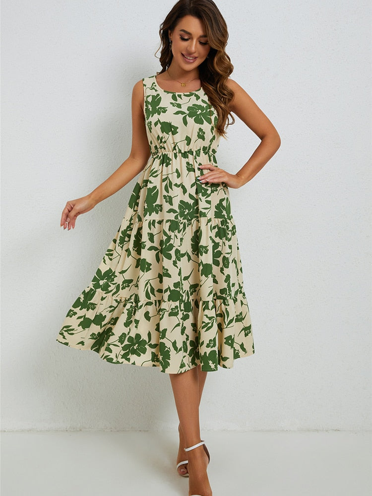 Sommerliches Midi-Kleid mit Blumenmuster – Fenna
