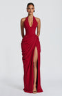 Linde Halter Maxi Dress with Corset Bodice and Chiffon Skirt 16