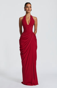 Linde Halter Maxi Dress with Corset Bodice and Chiffon Skirt 21