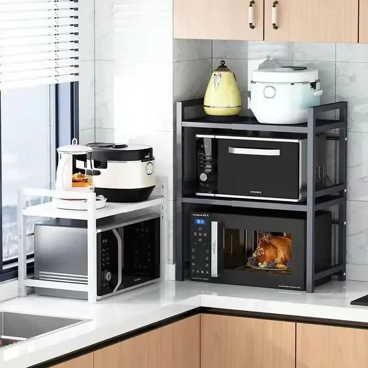 Carbon Steel Extendable Double-Tier Kitchen Rack – Milo