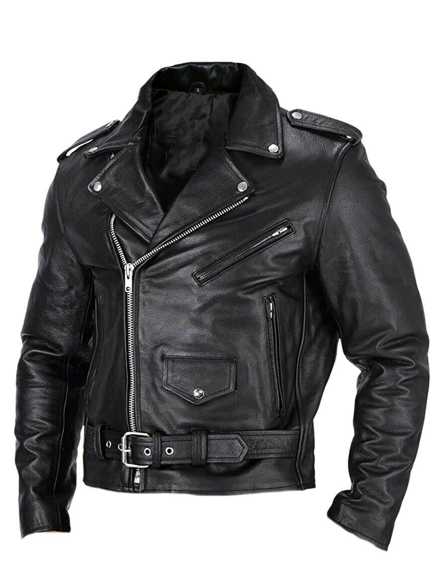 Slim-Fit Leder-Herren-Motorradjacke mit Stehkragen - Ryder