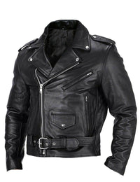 Slim-Fit Leder-Herren-Motorradjacke mit Stehkragen - Ryder