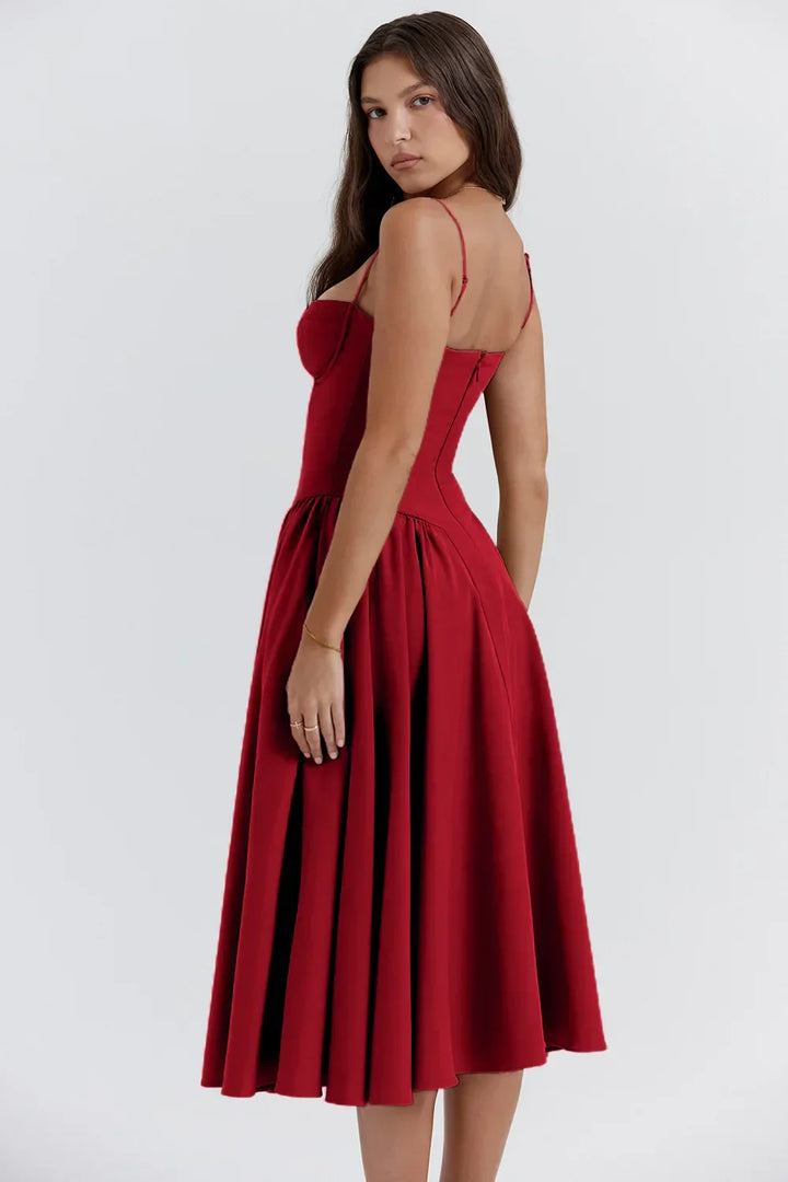 Stilvolles Sommerkleid mit Spaghettiträgern und Taillenkorsett - Mira
