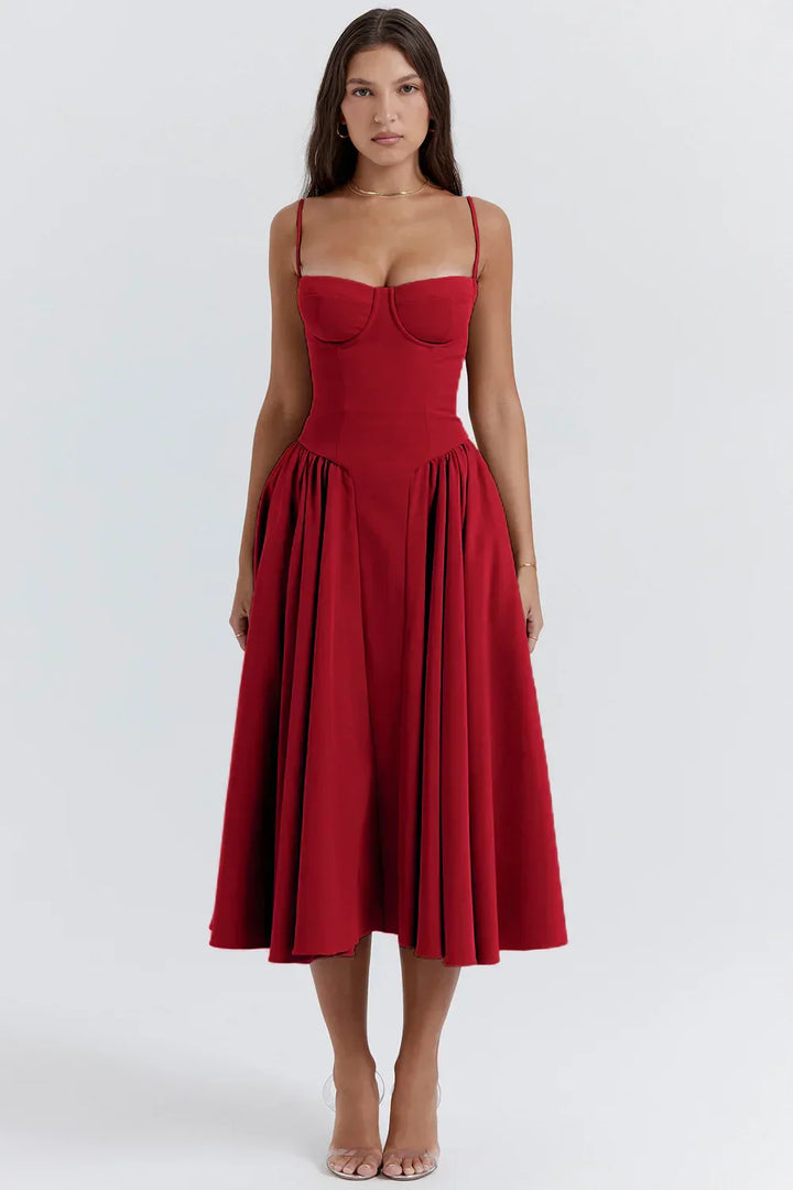 Stilvolles Sommerkleid mit Spaghettiträgern und Taillenkorsett - Mira