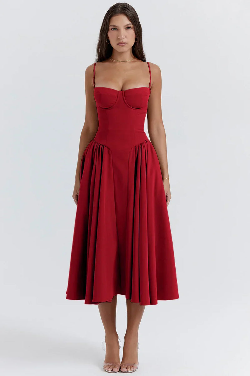 Stilvolles Sommerkleid mit Spaghettiträgern und Taillenkorsett - Mira