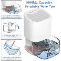 1000 ml Portable 2-in-1 Dehumidifier with Air Filter &amp; Night Light – Aveline