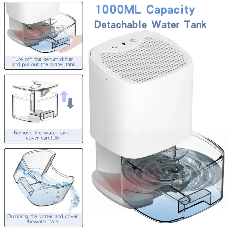 1000 ml Portable 2-in-1 Dehumidifier with Air Filter &amp; Night Light – Aveline