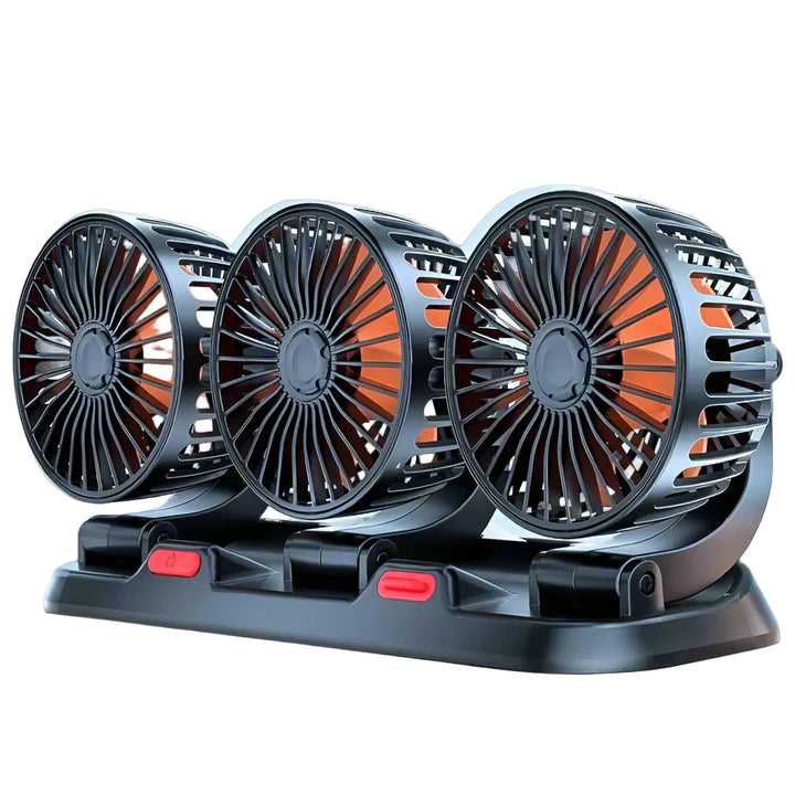 360° Verstellbarer 3-Kopf-Autoventilator USB/12V/24V – AirFlow