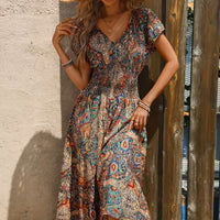 Luftiges Damen-Maxikleid mit Boho-Print & V-Ausschnitt - Nayeli