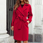 Langer Trenchcoat Wintermantel mit Knopfleiste in kräftigen Farben - Elena
