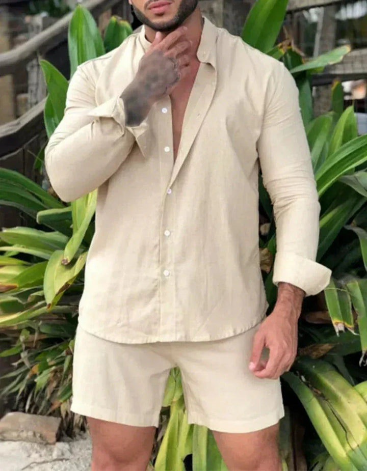 Luftiges & Stilvolles Zweiteiliges Herren-Sommer-Set mit Hemd & Shorts – Marlo