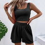 Trendiges zweiteiliges Sommeroutfit für Damen mit Shorts und Croptop - Livia