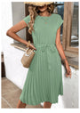 Plissee-A-Linien-Sommerkleid mit kurzen Ärmeln - Melina