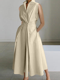 Urban Cotton Dress With White Shirt Collar