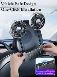 Dual-head backseat fan – Eary – USB-C rechargeable 