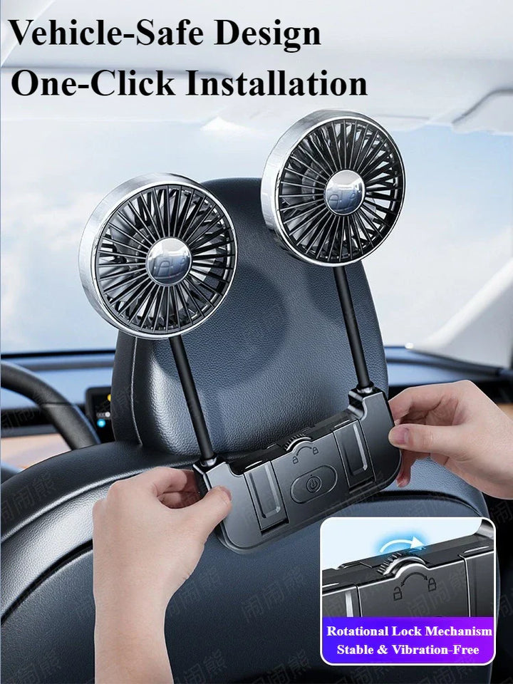 Dual-head backseat fan – Eary – USB-C rechargeable 