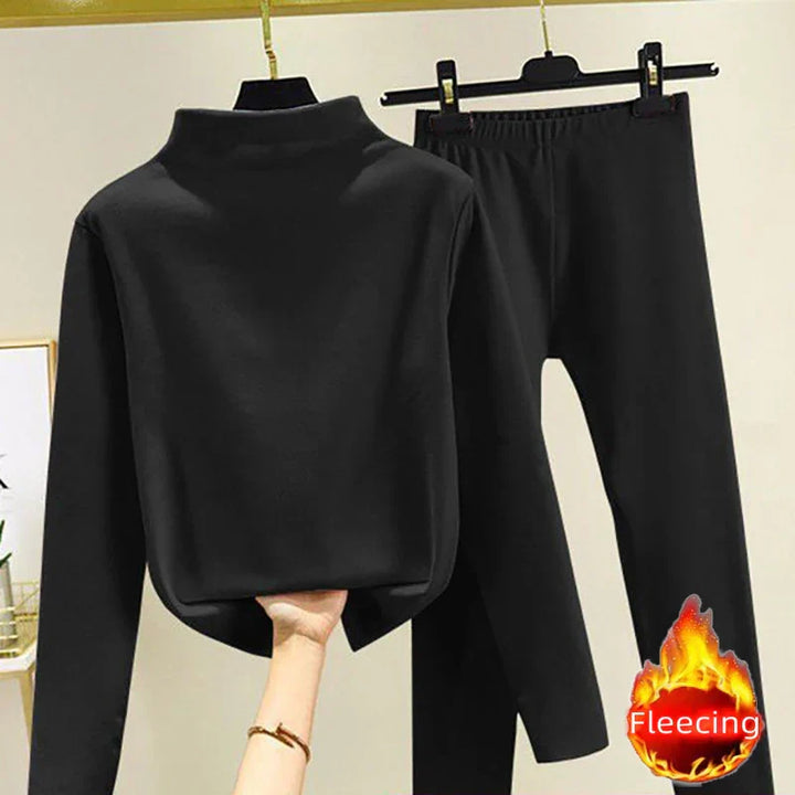 Zweiteiliges Damen-Winterset mit Fleece-Pullover und Hose – Eva