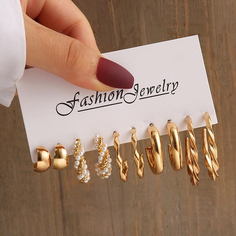 Golden Hoops | 5-teiliges Ohrring-Set