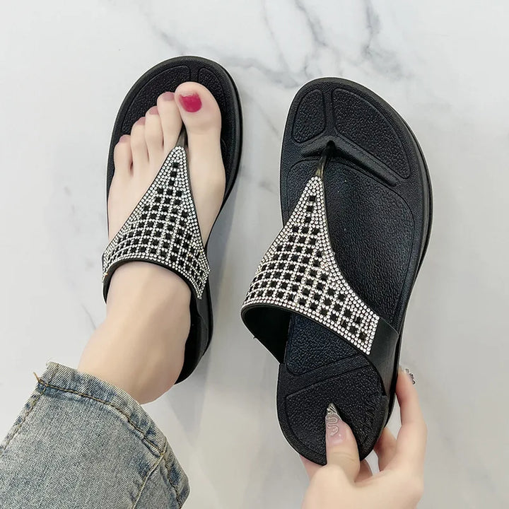 Comfortabele dames platform slippers met strass – Geneva