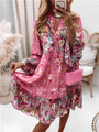 Midi-Kleid mit Blumenprint, langen Ärmeln und Knopfleiste – Amelise
