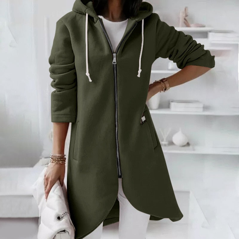 Damen-Hoodie-Weste mit Reißverschluss und Kapuze – Shaly